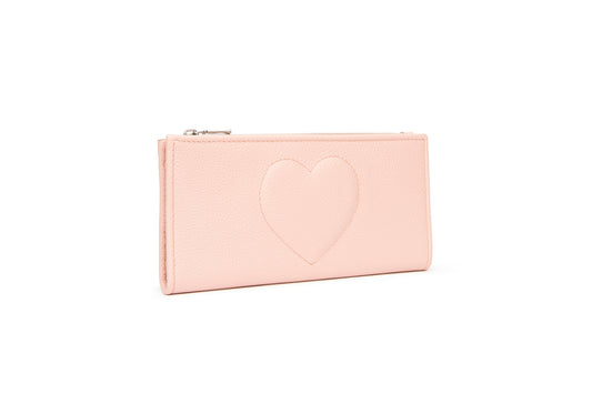 Portafoglio sottile  con cuore colore pesco