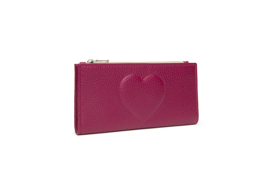 Portafoglio sottile  con cuore colore ciclamino