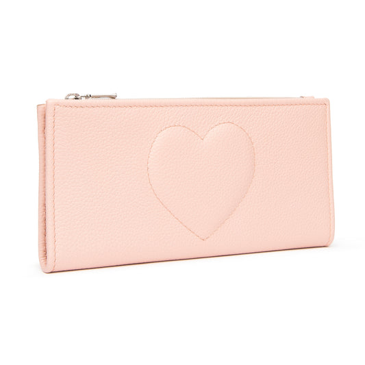 Portafoglio sottile  con cuore colore pesco