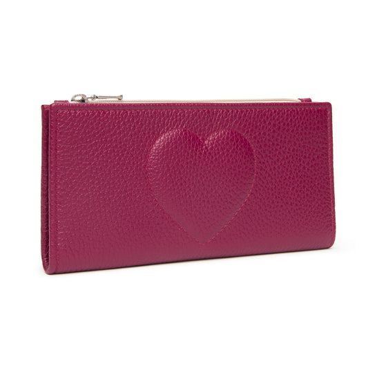 Portafoglio sottile  con cuore colore ciclamino