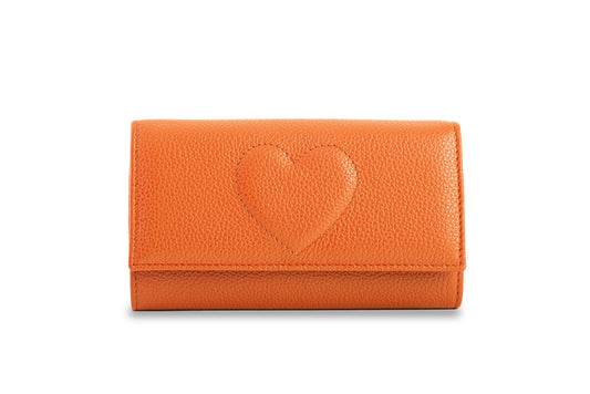 Portafoglio classico con cuore colore arancio