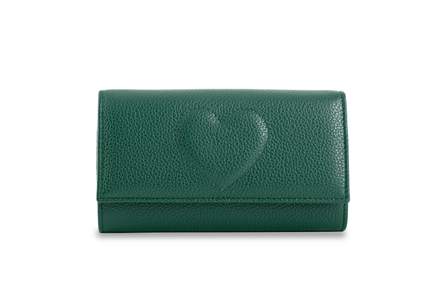 Portafoglio classico con cuore colore verde scuro