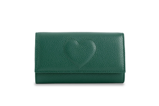 Portafoglio classico con cuore colore verde scuro