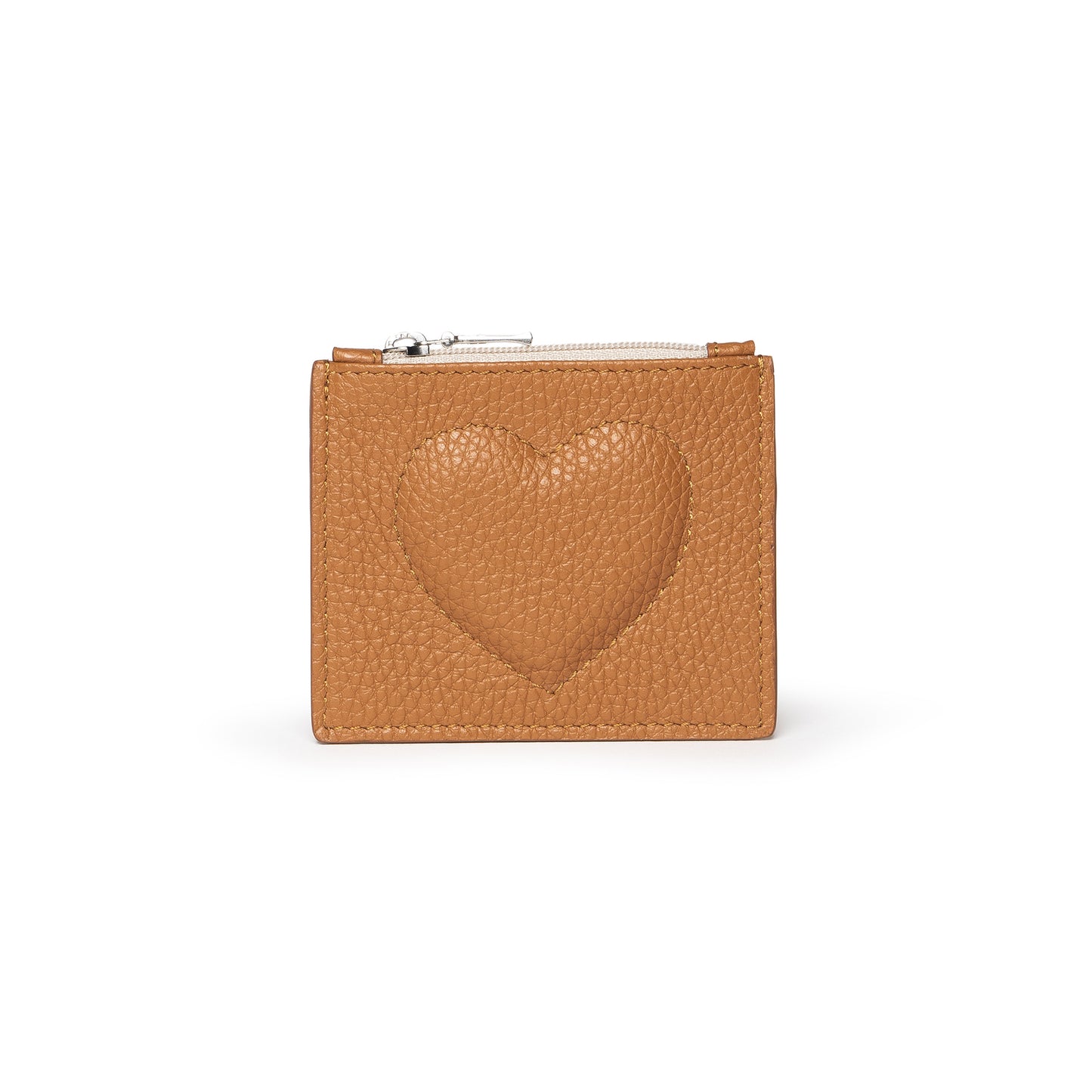 Porta carte di credito con cuore colore cuoio