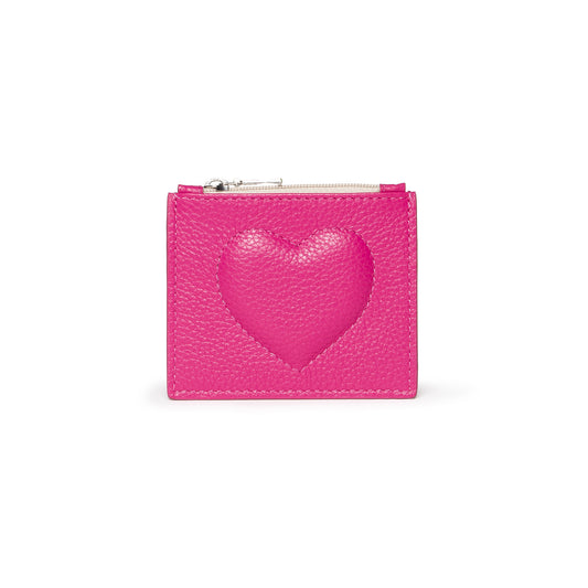 Porta carte di credito con cuore colore peonia